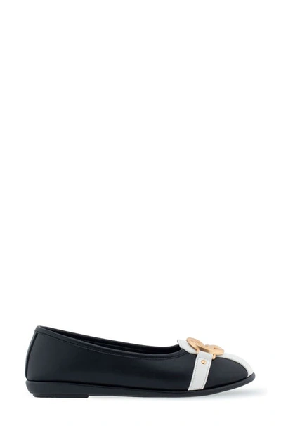 Shop Aerosoles Big Bet Pebbled Flat In Black Combo