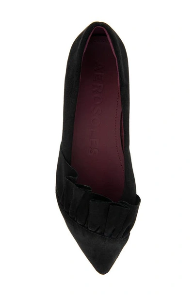 Shop Aerosoles Dillion Ruffle Flat In Black Suede