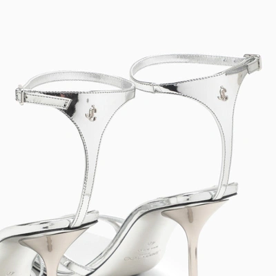 Shop Jimmy Choo Ixia 95 Metallic Silver Leather Sandal Women