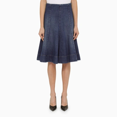 Shop Khaite The Lennox Blue Denim Skirt Women