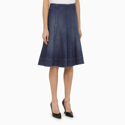 Shop Khaite The Lennox Blue Denim Skirt Women