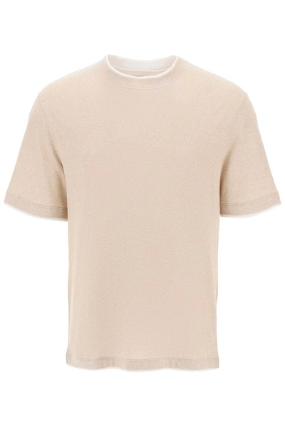 Shop Brunello Cucinelli Layered-effect T-shirt In Beige