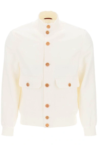 Shop Brunello Cucinelli Tricotine Blouson Jacket In White