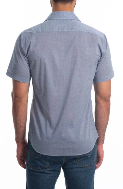 Jared Lang Trim Fit Short Sleeve Cotton Button-up Shirt In Navy Print