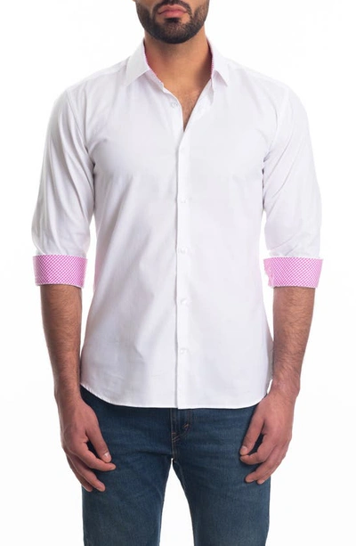 Shop Jared Lang Trim Fit Cotton Button-up Shirt In White