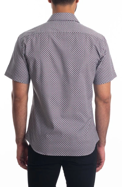 Jared Lang Short Sleeve Button-up Shirt In White N Red