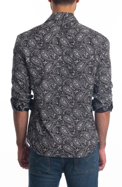 Shop Jared Lang Trim Fit Paisley Cotton Button-up Shirt In Black Paisley