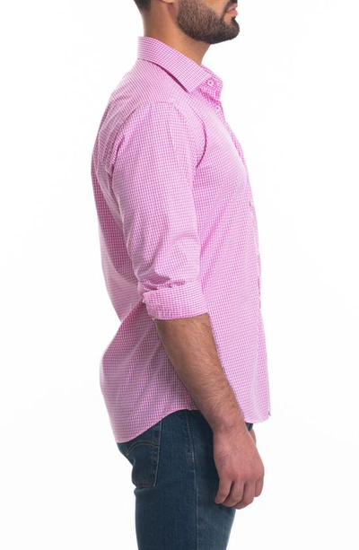 Shop Jared Lang Trim Fit Gingham Cotton Button-up Shirt In Pink Gingham