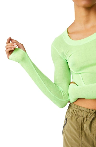 Shop Fp Movement Mind Over Matter Long Sleeve Layer Top In Lime Zest