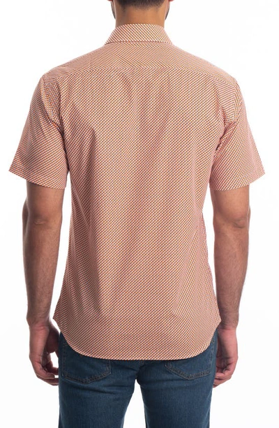 Jared Lang Trim Fit Short Sleeve Cotton Button-up Shirt In White - Orange