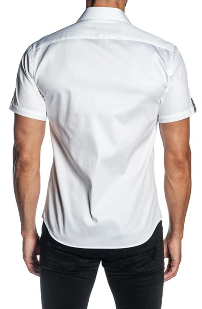 Shop Jared Lang Short Sleeve Button-up Shirt In White