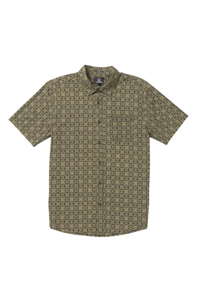 Shop Volcom Scaler Stone Short Sleeve Button-up Shirt In Stealth