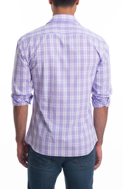Shop Jared Lang Trim Fit Plaid Button-up Shirt In Purple Check