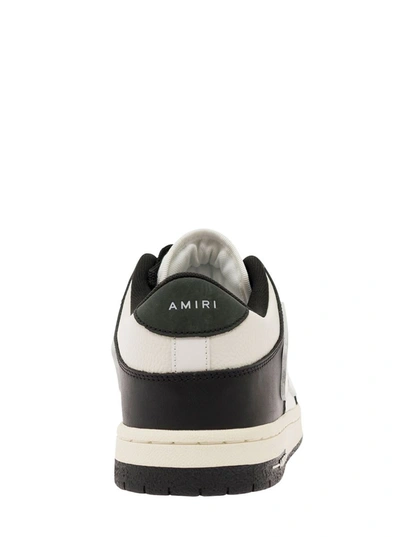 Shop Amiri 'skel Top Low' White And Black Sneakers With Skeleton Patch In Leather Man In White/black
