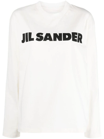 Shop Jil Sander Logo Long Sleeve T-shirt Clothing In White