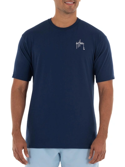 Shop Guy Harvey Mens Cotton Logo Graphic T-shirt In Blue