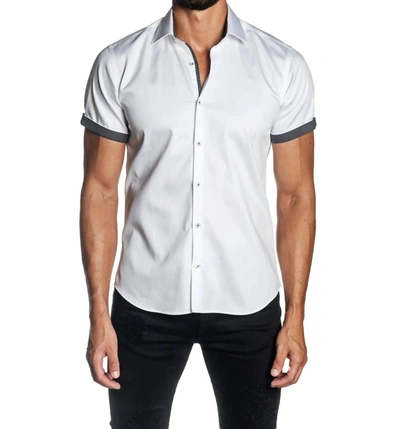 Shop Jared Lang Solid Short Sleeve Shirt In White