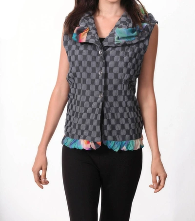 Angel Apparel Checkerboard Ruffled Vest In Grayblack In Multi