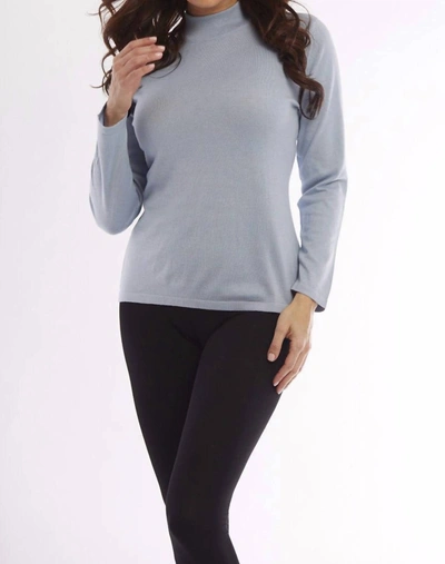 Shop Angel Apparel Long Sleeve Mock Neck Top In Skyblue In Multi