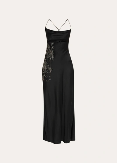 Shop Jason Wu Slip Dress With Bead Applique In Black
