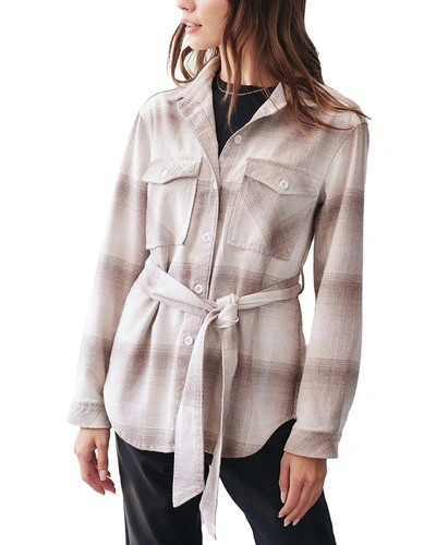 Shop Bella Dahl Flap Pocket Belted Jacket In Grey