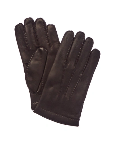Shop Portolano Men's Chocolate Cashmere-lined Leather Gloves In Brown