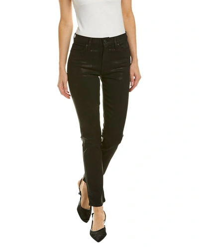 Shop Hudson Jeans Barbara Coated Raven High-rise Straight Ankle Jean In Black