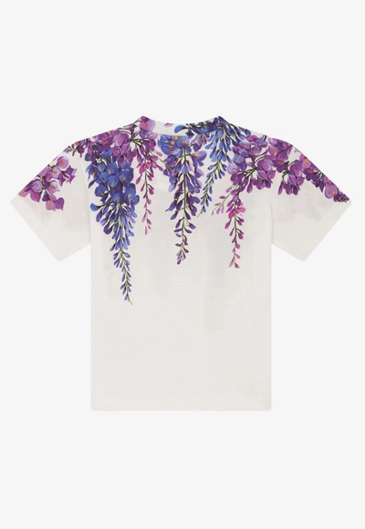 Shop Dolce & Gabbana Baby Girls Wisteria Print T-shirt In Lavender