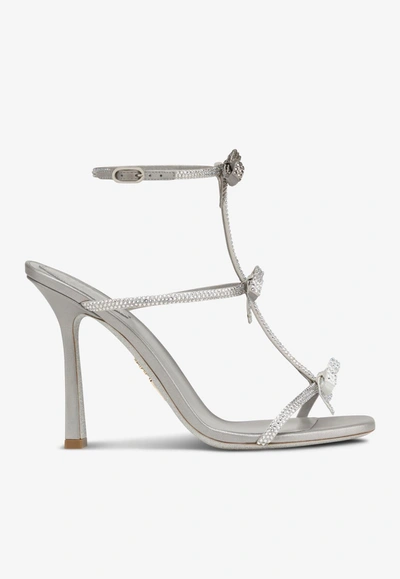 Shop René Caovilla Caterina 105 Crystal-embellished Sandals In Gray