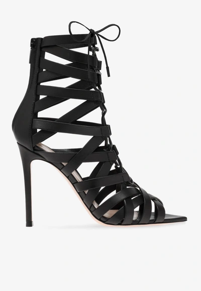 Shop Gianvito Rossi Catherine 105 Caged Ankle Boots In Nappa Leather In Black