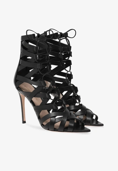 Shop Gianvito Rossi Catherine 105 Caged Ankle Boots In Nappa Leather In Black