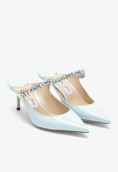 Shop Jimmy Choo Bing 65 Patent Leather Mules In Blue