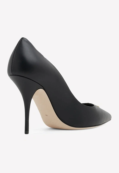 Shop Dolce & Gabbana 90 Dg Logo Leather Pumps In Black