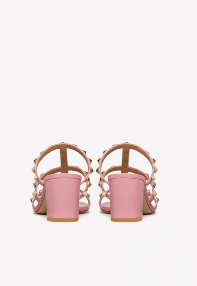 Shop Valentino 60 Rockstud Leather Mules In Pink