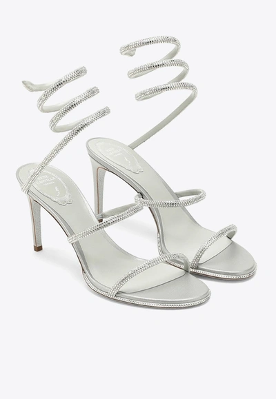 Shop René Caovilla Cleo 80 Wrap-around Ankle Sandals In Gray