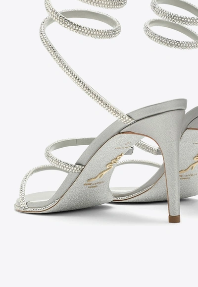 Shop René Caovilla Cleo 80 Wrap-around Ankle Sandals In Gray