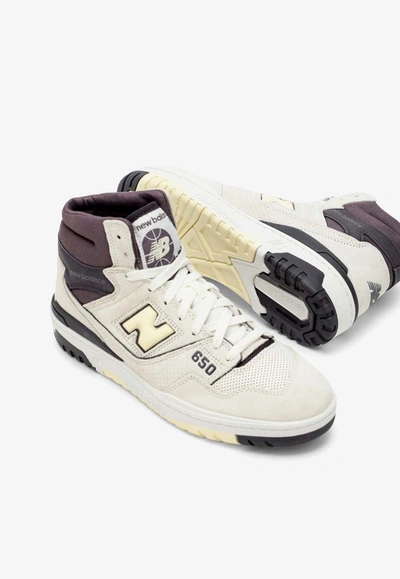 Shop New Balance 650 High-top Leather Sneakers In White
