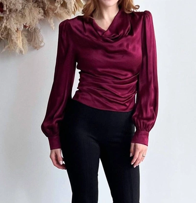 Shop Astr Lilith Cowl Neck Blouse In Magenta In Pink
