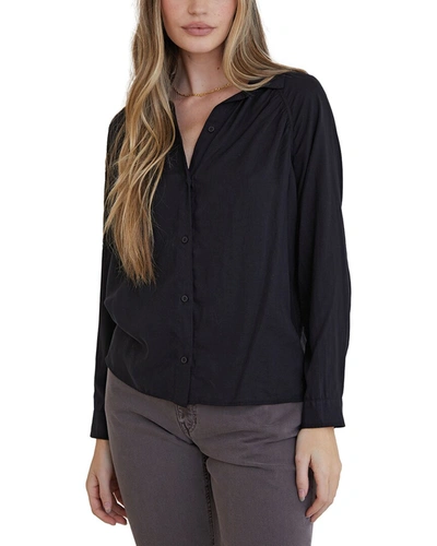 Shop Bella Dahl Shirred Raglan Shirt In Black