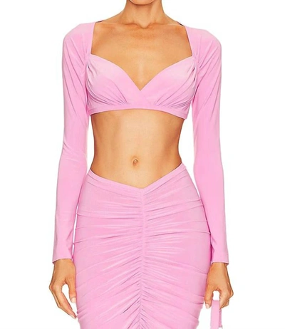 Shop Norma Kamali Cropped Sweetheart Top In Candy Pink In Multi