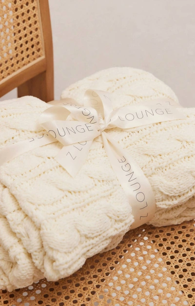 Shop Z Supply Plush Cable Knit Blanket In Bone
