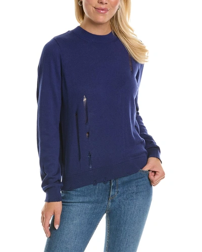 Shop Hudson Jeans Pleated Twist Back Cashmere-blend Sweater In Blue