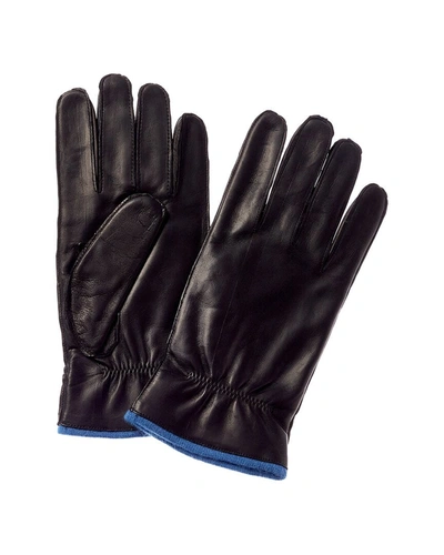 Shop Portolano Elastic Wrist Leather Gloves In Black