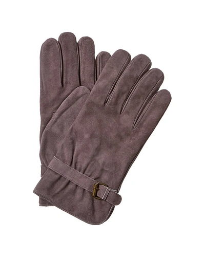 Shop Portolano Belt Buckle Wool-lined Suede Gloves In Brown