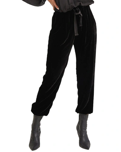 Shop Bella Dahl Pleat Front Silk-blend Jogger In Black