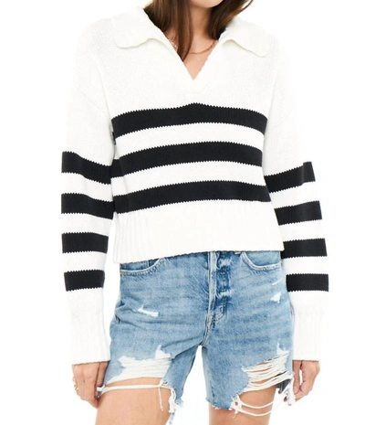 Shop Pistola Arlo Polo Sweater In Midnight Cream Stripe In Multi