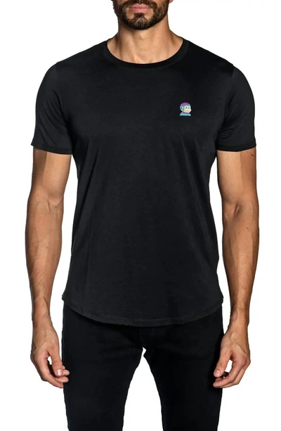 Shop Jared Lang New World Monks Embroidered T-shirt In Black