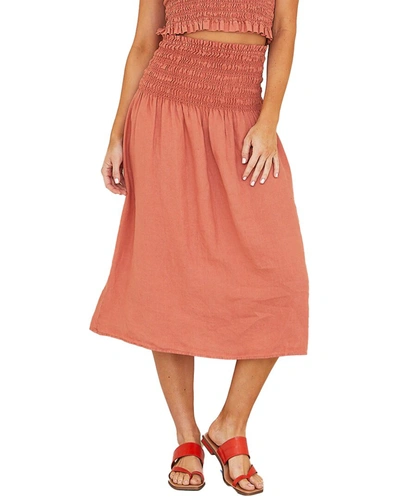 Shop Bella Dahl Smocked Midi Skirt In Red