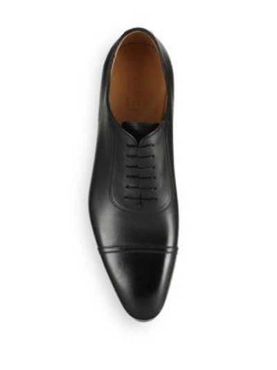 Shop Gucci Drury Leather Oxfords In Black