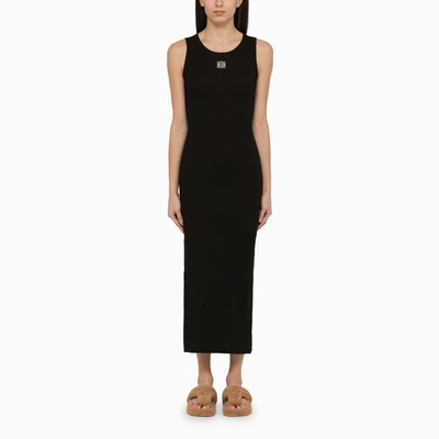 Shop Loewe | Black Cotton Long Dress With Logo